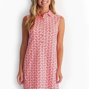 Jude Connally Coral and White Geometric Dress